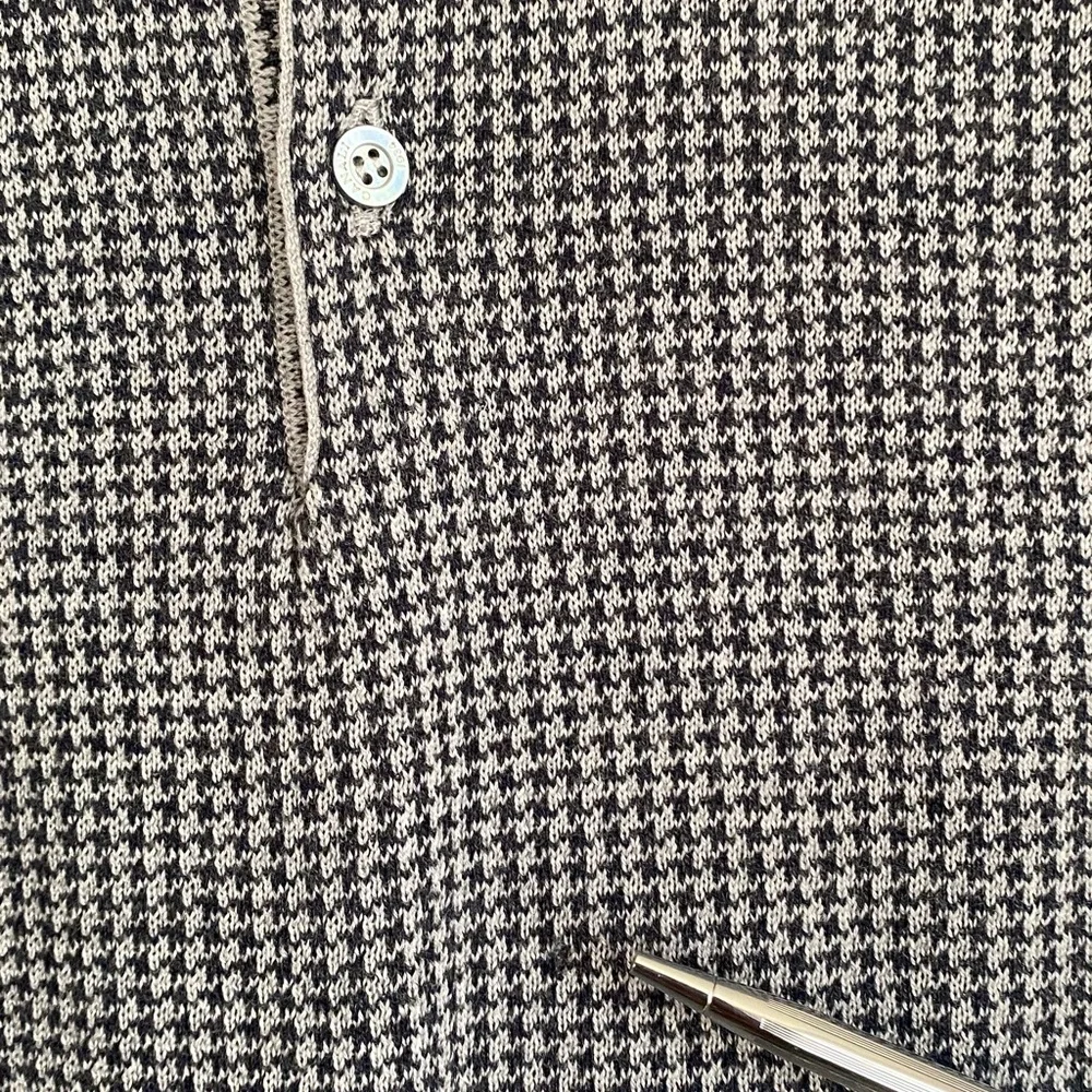Canali Mens Long-sleeve Gray & Black‎ Houndstooth print front Sweater, Size XXL
